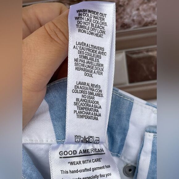 Good American Baby Blue white stipe jeans size 24 - Picture 12 of 13